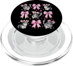 Chinchilla Pet Girl Coquette Bow Pink Mom PopSockets PopGrip para MagSafe