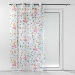 Douceur d'Intérieur, Eyelet Curtain 140 x 240 cm White Printed Princess Unicorn