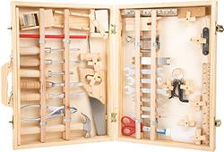Small Foot Werkzeugkoffer Deluxe aus Holz, mit Zubehör, wie Hammer, Säge, Hobel UVM, AB 6 Jahren, 2241 brinquedos, cor de madeira, 37 x 29 x 8,5 cm (2020957)