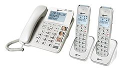 Geemarc Amplidect 295 Combi Duo - Téléphone Fixe Amplifié et ses Combinés Additionnels avec Répondeur, Sonnerie Puissante et Larges Touches pour Séniors - Perte Auditive Faible ou Moyenne - Version FR