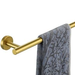 JQK Asciugamano da bagno, 24 pollici spazzolato oro chiaro portasciugamani bagno, 304 in acciaio inox addensare 0.8mm supporto da parete porta asciugamani, lunghezza totale 27 pollici, TB110L24-BG