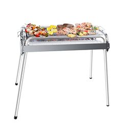 Uten BBQ Grill, 430 Griglia per Barbecue in Acciaio Inossidabile Antiruggine Fumatore Barbecue a Carbone, Barbecue all'aperto per 5-10 Persone Famiglia Picnic Barbecue da Viaggio Festa