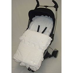 Broderie anglasise fotmuff/osy toes kompatibel med Babystyle Oyster Prestige vit