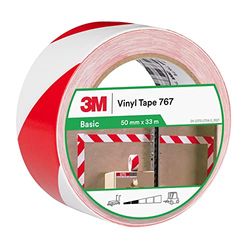 3M Hazard Marking Vinyl Tape 767i, 50 mm x 33 m, Red and White