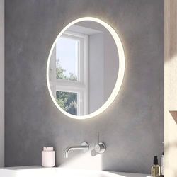 Loevschall Atlas badrumsspegel rund med belysning | LED-spegel med touch-strömbrytare | Badrumsspegel med LED-belysning | justerbar rund badrumsspegel med belysning | 60 cm