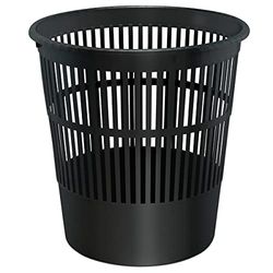 Waytex 931070 Poubelle de bureau noir – Corbeille à papier en plastique ajouré pour bureau, chambre– Contenance 16L – Couleur Noir