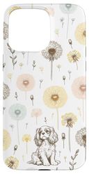 Cavalier King Charles Spaniel Dandelion Floral Watercolor Case for iPhone 15 Pro Max