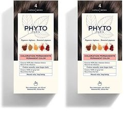 Phyto Color Kit 4 Castano Colorazione Permanente senza Ammoniaca, 100% Copertura Capelli Bianchi (Confezione da 2)