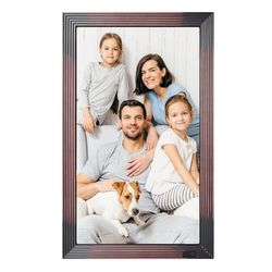 KODAK Cornice digitale Wi-Fi 27 pollici, HD IPS Cornice elettronica con 32 GB di memoria, rotazione automatica delle immagini, condivisione di foto o video ovunque tramite app, marrone, con
