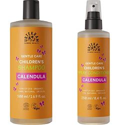 Urtekram Champú de Caléndula para Niños - 500 ml + Acondicionador para Niños en spray sin aclarado BIO, Calendula, 250 ml