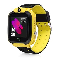 LiveGo Smartwatch voor kinderen, waterdicht, veilig, smartwatch met GPS-tracker, oproepen, SOS-camera voor kinderen, studenten van 3 tot 12 jaar (Q12 geel)