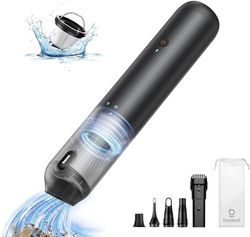 Baseus Aspiradora de Coche Potente, 12000pa Aspiradora de Mano Inalámbrica con Carga rápida USB-C, Diseño 4 en 1 Mini Aspiradora sin Cable para Coche, Pelo de Mascotas, Hogar