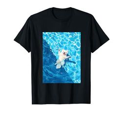 Divertido esquimal americano en piscina natación agua lindo perro mamá papá Camiseta