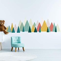 Walplus Stickers Kamerdecoratie - Decoratief Niet Giftig Blijvend Vinyl Raam Kast Deuren Kleurrijk Landschap,Scandinavische Stijl,Kind,Kinderen Muurstickers,Huge Mountain, 16Pcsveelkleurig