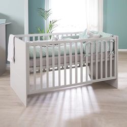 roba Lea babybed – 70 x 140 cm – om te bouwen tot een kinderbed – in hoogte verstelbaar – 3 afneembare stangen – beige/grijs