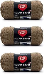 Red Heart Super Saver Pack of 3 - Café Latte - 7oz/198g - Acrylic - 4 Medium (Worsted) - 364 Yards - Knitting, Crocheting, Crafts & Amigurumi