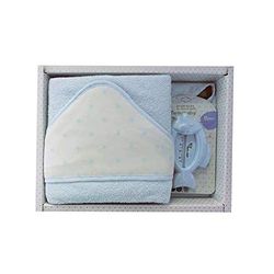 Duffi Baby 0929-12 Maxi drap de bain brodé 100 x 100 cm + thermomètre, bleu, enfant.
