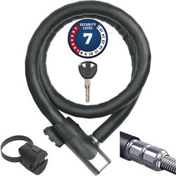 ABUS Fechadura de cabo blindada Steel-O-Flex Centuro 860 - com suporte QuickSnap RBU - fechadura de cabo de aço com blindagem de capas de aço, nível de segurança 7 - 85 cm, preto
