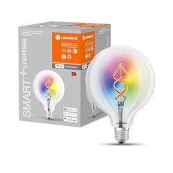 LEDVANCE Smart LED-lampa med Wifi Technology, E27, RGB-färgbyte, Globe Shape, färgade filament som stämningsljus, ersättning för konventionella 60W-lampor, kontrollerbar med Alexa, Google & App