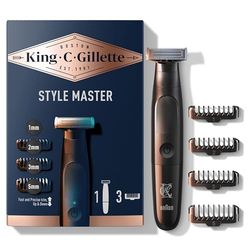 King C. Gillette Rasoio Elettrico Barba Style Master, Tecnologia CenterCut per Offrire Profondità, Lama Affilata Per 6 Mesi, 4 Pettini Regolatori Intercambiabili, Regolabarba Uomo Impermeabile