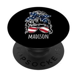 Madison Moño de pelo desordenado con diseños de gafas de sol con cinta de EE PopSockets PopGrip Adhesivo