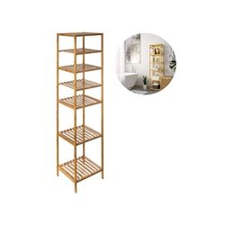 Avilia Zuilenrek met 6 planken voor badkamer, kast met 6 planken voor slaapkamer en woonkamer, van bamboe, 35 x 32 x 145 cm