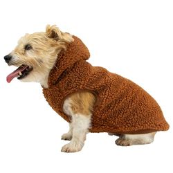 Ancol Felpa con cappuccio in pile Sherpa per cani, color terracotta, calda e accogliente felpa per animali domestici, con foro per imbracatura e texture morbida, pullover spesso per cuccioli