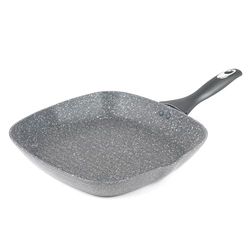 Salter BW02773G Sartén Grill de la Gama Marblestone Antiadherente de Aluminio Forjado, Apto para inducción, Mango Suave, Cocinar con Poco o Nada de Aceite, 28 cm, Gris, Grey, 47x28x6.1 cm