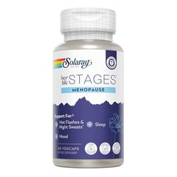 Solaray Menopause her Life Stages - Suplementos de menopausia para mujeres - Apoya al estado de ánimo, sueño, sofocos, sudores nocturnos - Vegano, sin gluten - 60 cápsulas vegetales