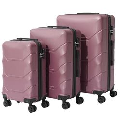 JET LAG, 3 Maletas Londres 36L 65L 103L, Carcasa rígida (ABS) con Cerradura integrada, Ruedas giratorias de 360°, asa de tracción, Compartimento con Cremallera, Morado
