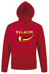 Supportershop vuxen huvtröja röd Belgien - röd Belgien vuxen huvtröja - fotboll