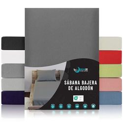Dreamzie – Sábana Bajera 90 x 190/200 – 100% algodón, Certificado Oeko Tex – Antracita – Sábana Bajera 90 x 190/200 algodón