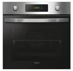 Candy Idea FCID X676, Horno Multifunción Pirolítico, 65L, 1 Bandeja y 1 Rejilla, Ventilador Radial, Aquálisis, Convección + Ventilador, 9 Funciones, Display táctil, Puerta 3 Cristales, Inox y Negro