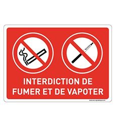 AUA SIGNALETIQUE - Verkeersbord met afgeronde hoeken – verbod van rokers en vapoter – 490 x 350 mm, pvc 1,5 mm