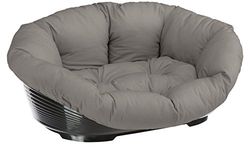 Ferplast Panier Chien avec Coussin Sofa' 8 Coton Lavable, Lit Chien en Plastique Rembourré, Corbeille en Plastique et Coussin pour Chien, Fond Perforé, Antidérapant, 85 x 62 x h 28,5 cm, Taupe
