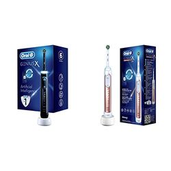 Oral-B Genius X Brosse à dents Electrique, 1 Manche Noir Rechargeable avec Intelligence & Genius X Brosse à Dents Électrique Rechargeable 1 Manche Intelligence Artificielle et 1 Brossette, Or Rose