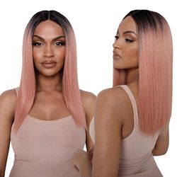 The Peachie - Peach Straight Lob Lace Front Wig