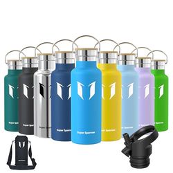 Super Sparrow Stainless Steel Water Bottle - 500ml - Vacuum Insulated Metal Water Bottle - Standard Mouth Flask - BPA Free - Straw Water Bottle for Gym, Travel, Sports