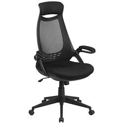 Flash Furniture High Back Executive Draaibare stoel met opklapbare armen hedendaags 73.66 x 64.77 x 34.29 cm Zwart gaas