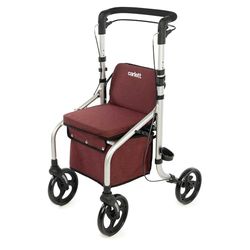 Carlett - Lett Go | Deambulatore con sedile integrato | Prodotto medico approvato | Ruote girevoli XL | Manubrio ergonomico regolabile | Doppio freno con sistema di sicurezza | Ruby