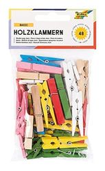folia 2295 - houten knijpers gekleurd, 48 stuks, gesorteerd in 3 maten - ideaal voor notities, decoraties en fotolinnen
