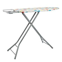 Amazon Basics Planche à repasser avec repose-fer en forme de H, 122 x 43 cm, Grand format, Gris, pois