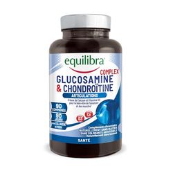 Equilibra, Glucosamine & Chondroïtine Complex, Supplément de Glucosamine et Chondroïtine, avec MSM, Calcium, Zinc et Vitamine D3, Pour les Articulations, 90 Comprimés