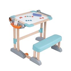 Smoby - Modulo Space Desk - Trasformabile in Lavagna bifacciale - Legno e plastica - Pieghevole e Compatto - 80 Accessori Inclusi - dai 3 Anni