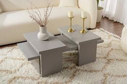 Dmora - Table Basse Prepotto, Table Basse, Porte-revues pour canapé, Etagère de Salon, 110x45 h42 cm, Gris