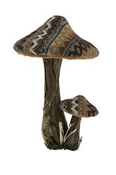 Comarco Sa Paire de Champignons Bois/Tissu Ethnique 24 x 22 x 37 cm