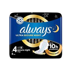 Always Ultra Sanitary Towels Secure Night with Wings (Size 4) 8ct
