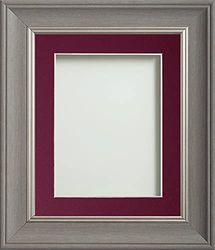 Frame Company Drummond Range Gunmetal Grey 16x12 inch Picture Photo Frame with Plum Mount for Image 12x10 inch * Choice of Sizes* Fitted with Real Glass