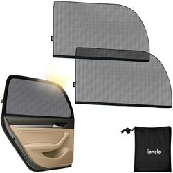 LIONELO SUNBLOCKER Universal Car Sun Visor for Windows Children Pack of 2 UVA and UVB Protection from Sun and Heat in the Car Easy to Install Mosquito Net, black, Nero