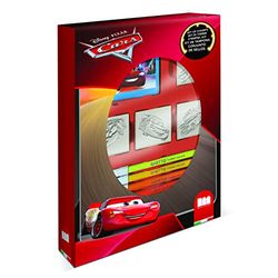 Multiprint Box 4 stempels voor kinderen Disney Cars, 100% Made in Italy, aangepaste stempelset voor kinderen, in hout en natuurlijk rubber, niet-giftige wasbare inkt, cadeau-idee, artikel27823
